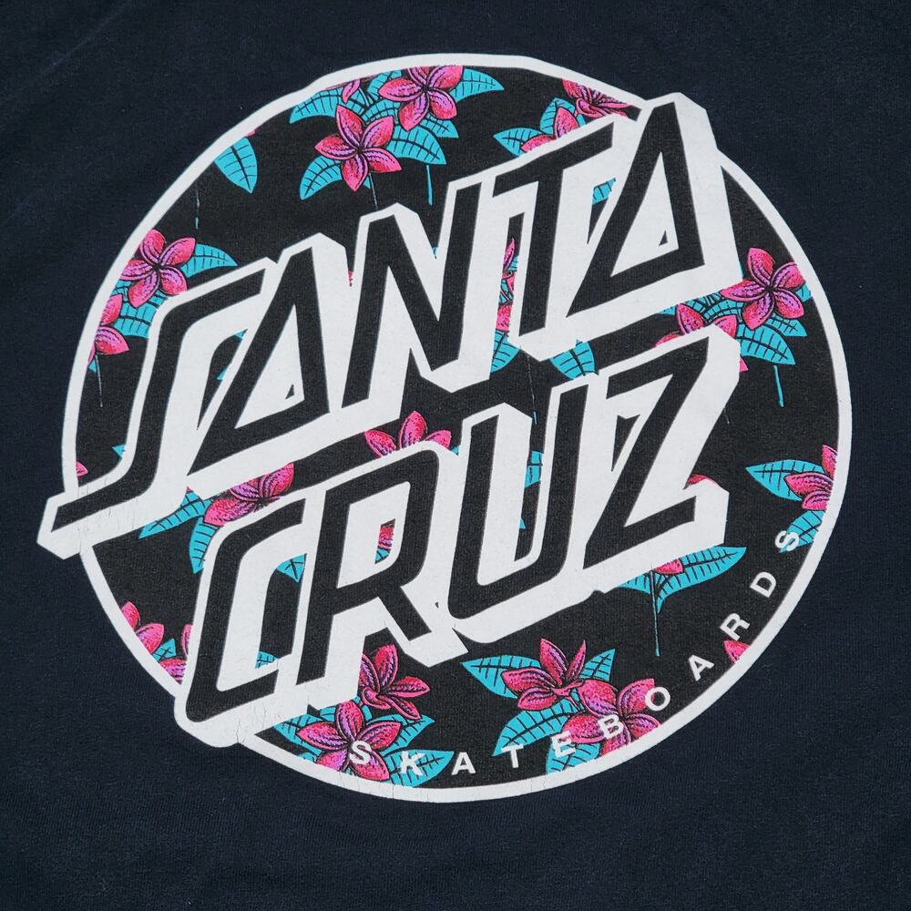 Santa Cruz Black LS Unisex Tee Plumeria Flowers - Size Medium - Picture 2 of 8